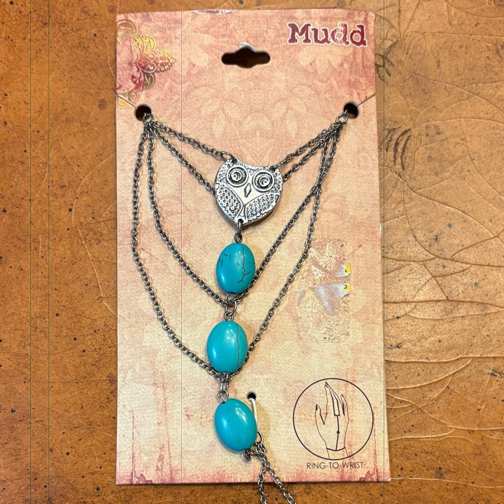 Mudd Brand Ring-to-Wrist Owl Bracelet